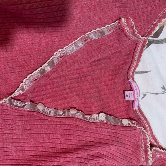 Beautiful vintage medium energie coral ribbed Henley top 🌷 - Picture 8 of 8